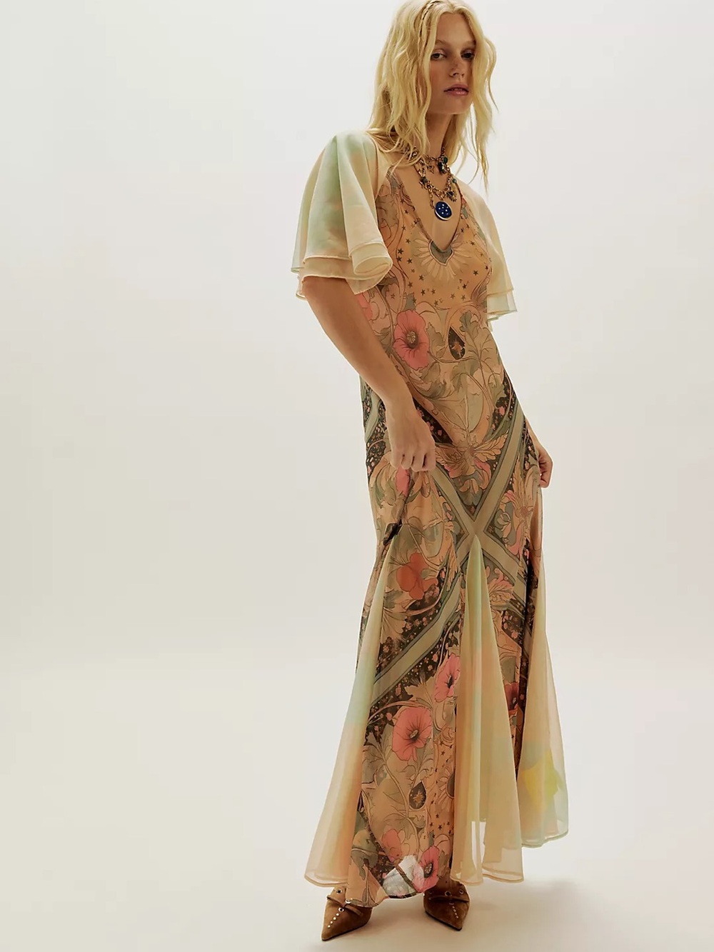 People Bohemian Floral Maxi Dress in Blush Pink - Picture 8 of 15